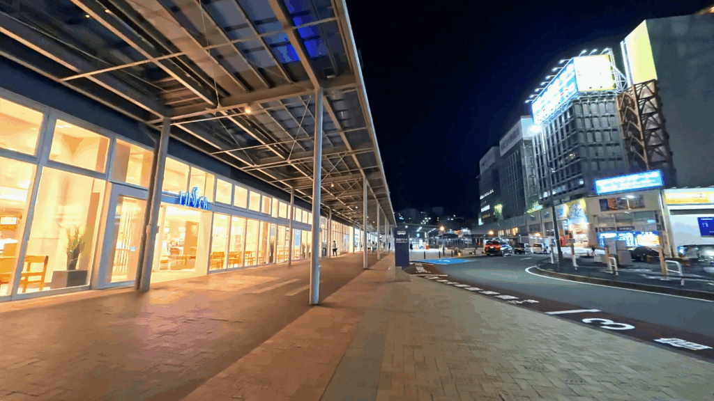 夜の熱海駅前